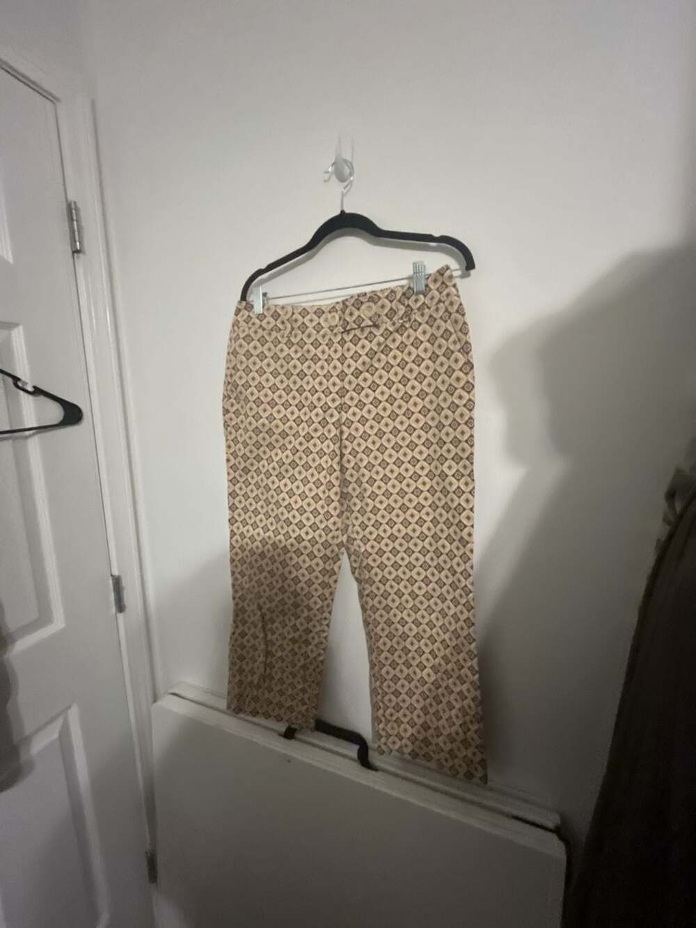 Talbots Women's Brown Geometric Print Stretch Straight Leg Pants Size 10